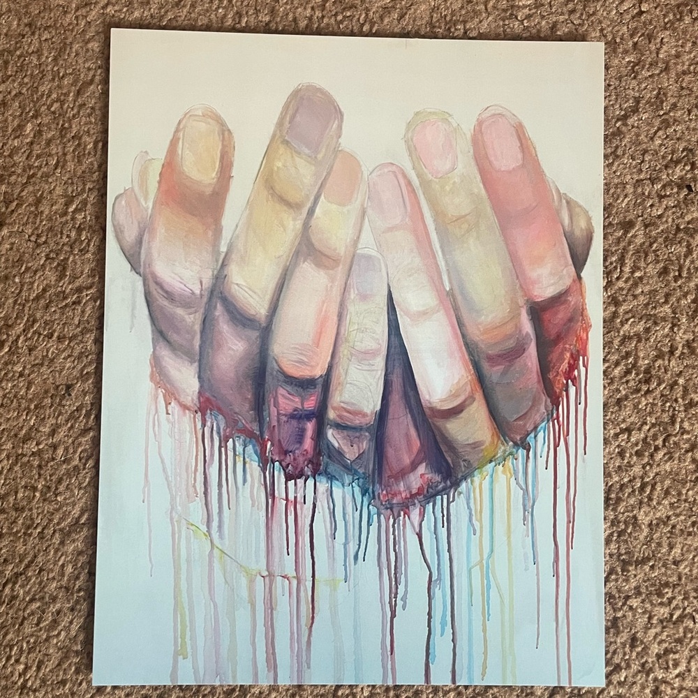Abstract Dripping Hands Canvas Art PRINT